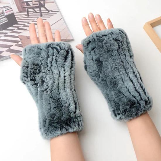 New Arrival Female Natural Rabbit Fur Gloves Knitted Warm Real Rex Rabbit Fur Mittens Women Winter Outdoor Rex Rabbit Fur Gloves