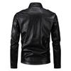 Herbst- und Winter Herren PU Lederjacke Größe Trendy Stehkragen Mehrfach-Taschen Motorrad Lederjacke