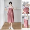Korean Style Maternity Dress: 2026 Summer Patchwork Skirt, Faux Two-Piece Design
