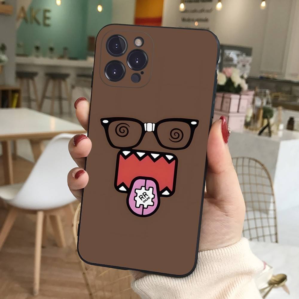 

Cute Domo-Kun Black Soft Phone Case For IPhone 16 15 14 13 11 12 17 Pro Max Mini Plus iPhone 17