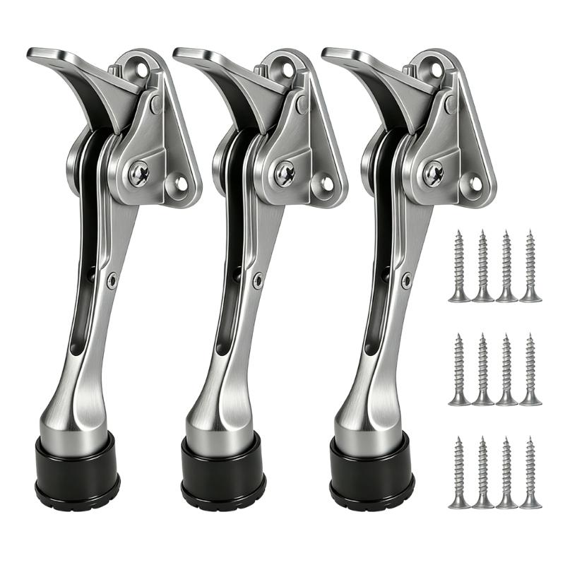 Kickdown Door Stoppers Zincs Alloys Foot-Operated Levers Door Stop Nonslip Rubber Regulable Door Holder Hardware