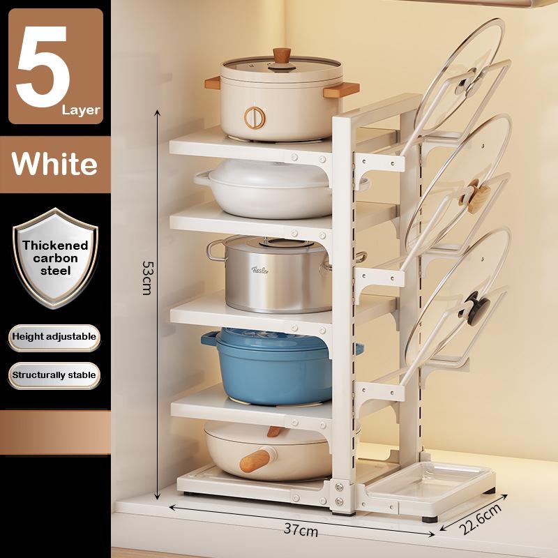 Kitchen Pot Holder Under Sink Multi-Layer Metal Storage Rack Snap-On Adjustable Pot Storage Rack Pots and Pans Storage Racks