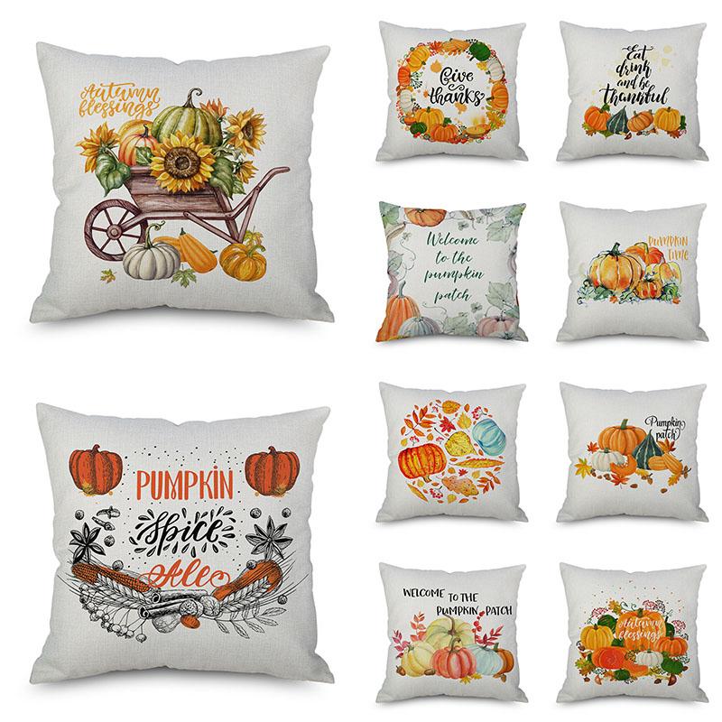 Thanksgiving Throw Pumpkin Pillow Cover Pillowcase Decorative Sofa Cover Cushion