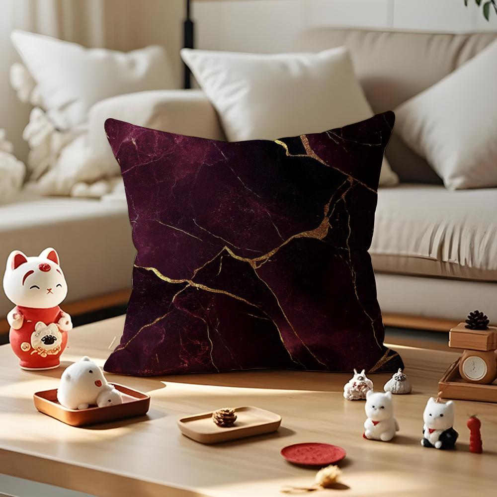 Marble Texture Cushion Cover Anti-dustmite Pillowcase Invisible Zipper Silky Short Plush Sofa Cushion Cover