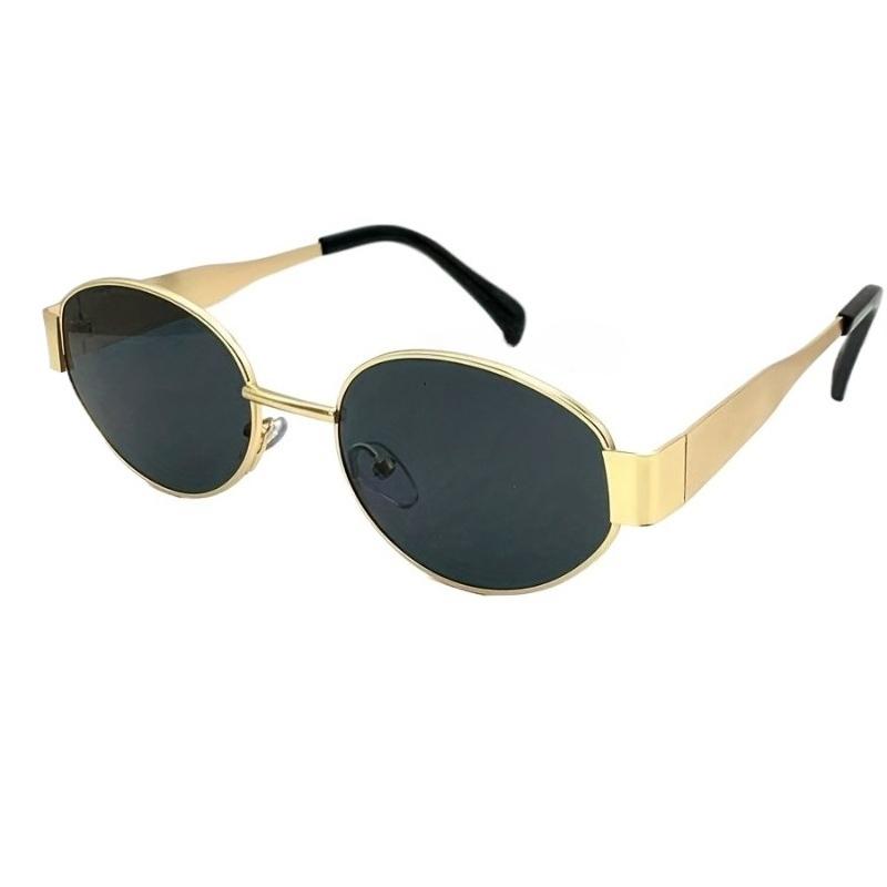 Ladies  Retro Oval Glasses with Metal Frame and PC Lenses, Elegant Retro Sunglasses