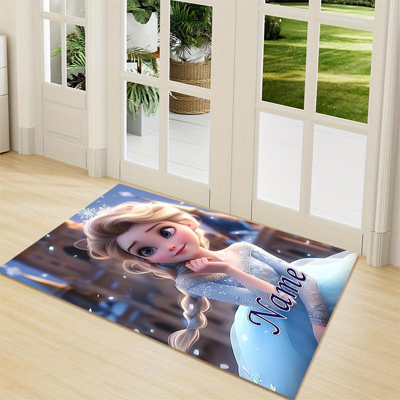 Custom Name Frozen Sisters Embrace Carpet Rug Customizable Soft Washable Anti-Slip Home Living Room Sofa Mats Personalized Rug. 0909282
