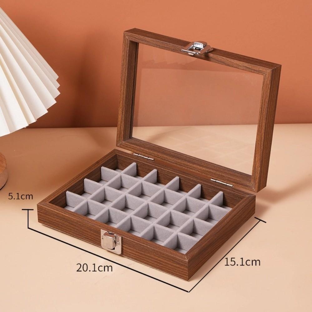 Dustproof Jewelry Box Walnut Color Jewelry Display Box Vintage Ring Necklace Storage Box  Bracelets