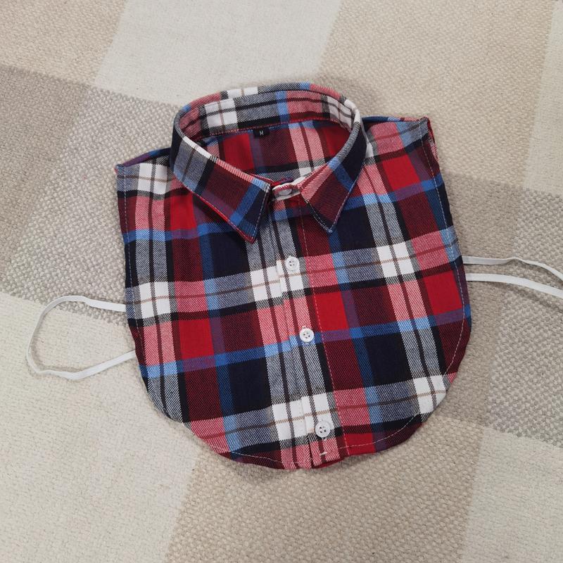 Plaid Women Shirt False Collars White  Removable Lapel Collars For Women Fake Collar Women Detachable Collars Nep Kraagie