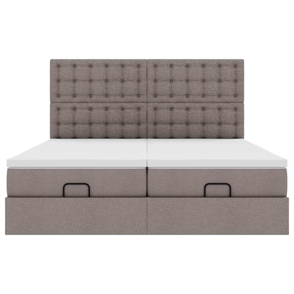 Ottoman Bed with Mattresses Taupe 200x200 Cm Fabric
