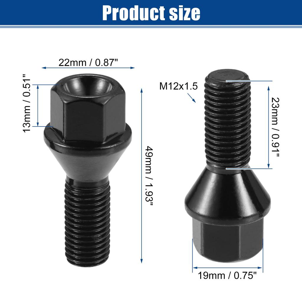 ACROPIX M12x1.5 Wheel Nut Bolts for BMW E46 E90 E39 - 10-Pack