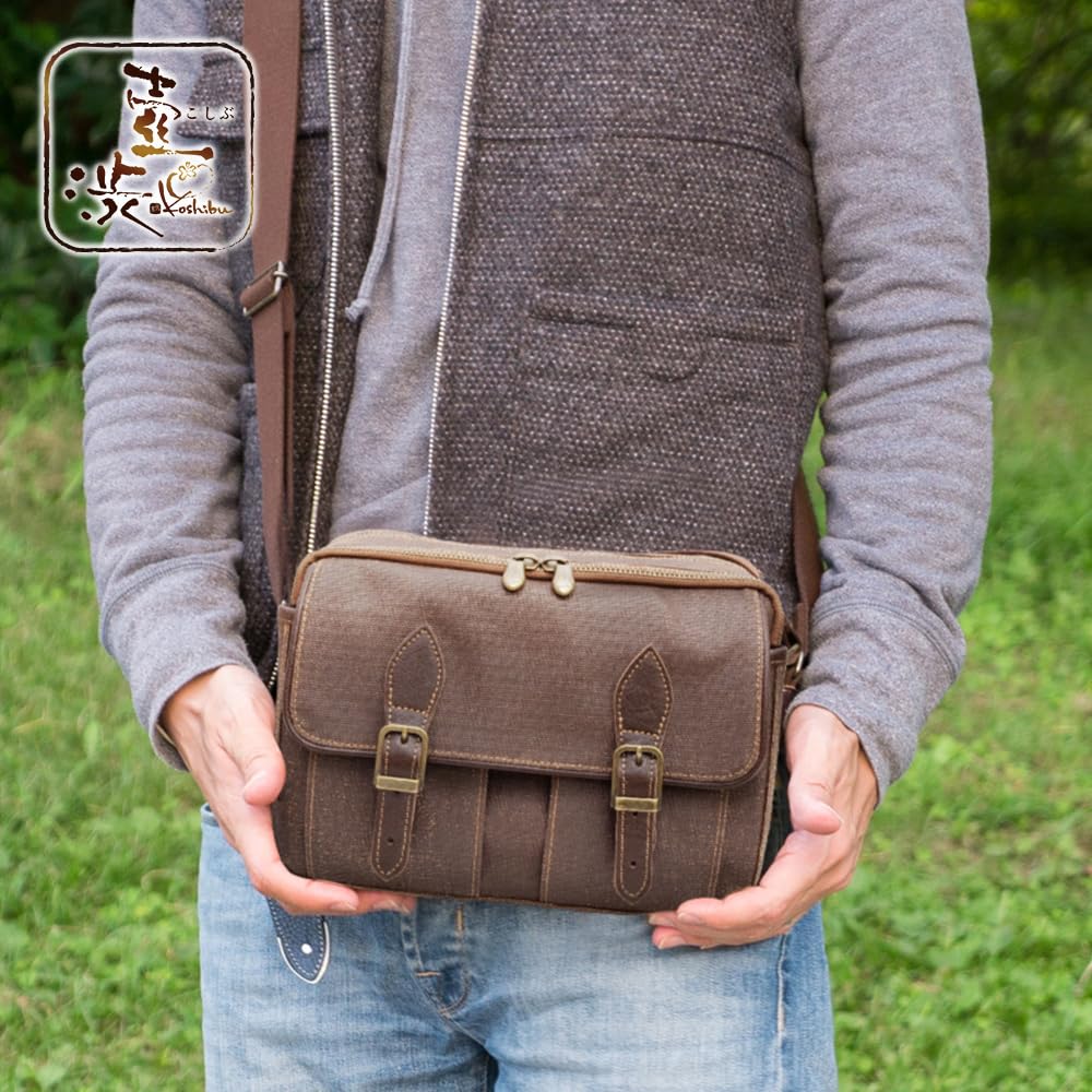 Koshibu Shoulder Bag for Made In Japanese Persimmon Kurashiki Pocket Toyooka Many Birthday Men, Crossbody, Over-the-shoulder, Lightweight, Japan,