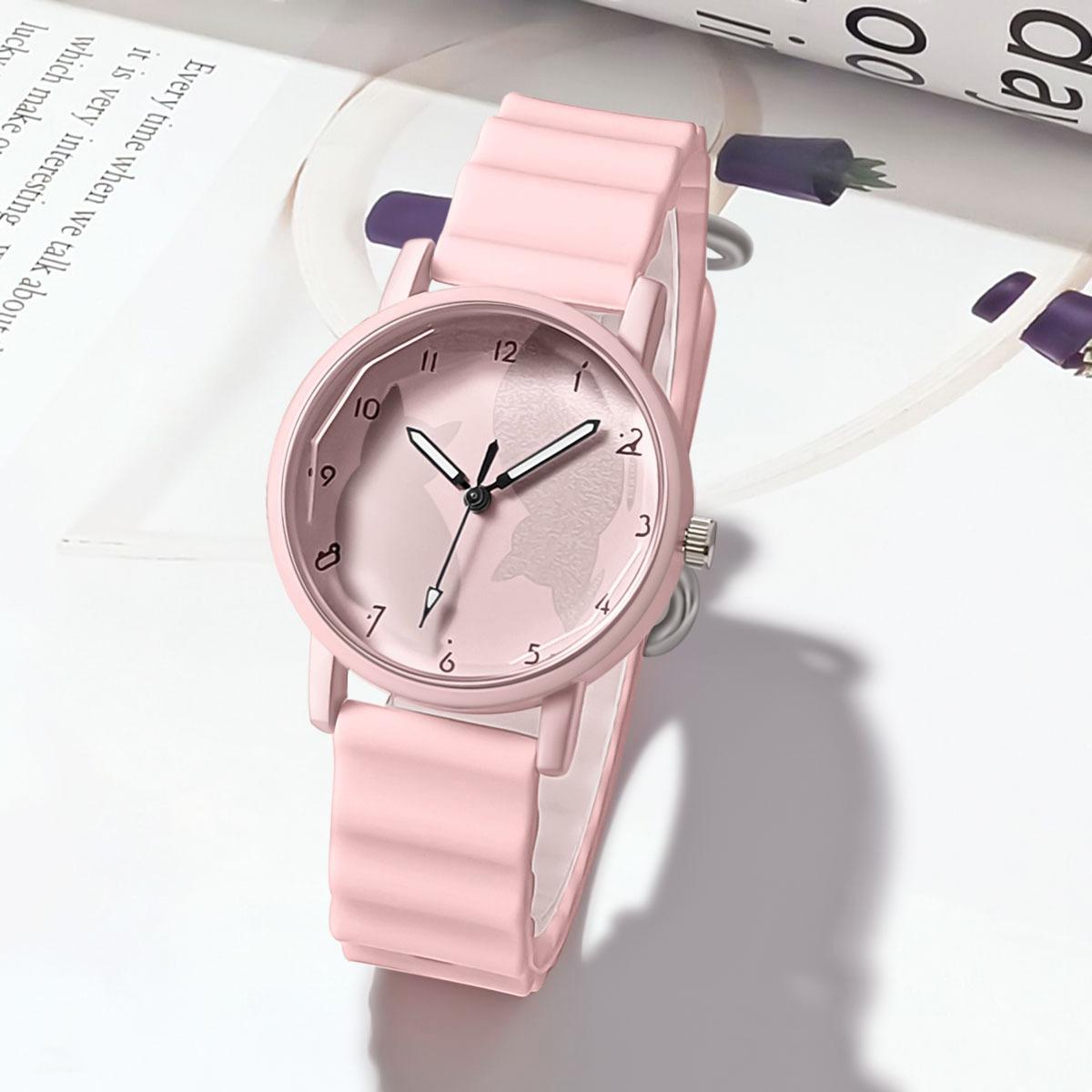 

Студенческие креативные кварцевые наручные часы для девочек с узором кошки желеобразного цвета и силиконовым ремешком в форме волны Relogio Feminino