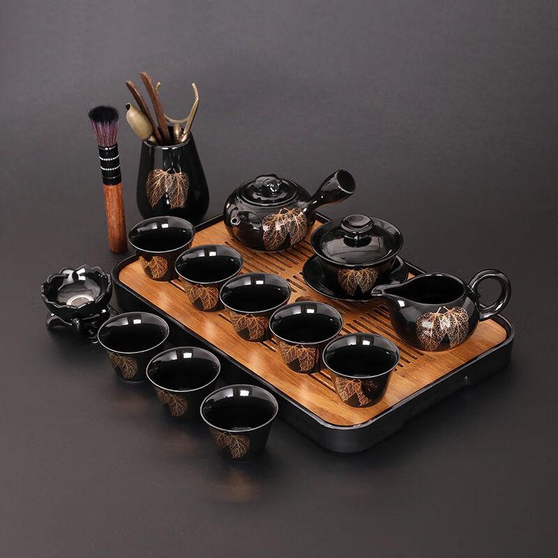 Handun Black Glaze Ceramic Gaiwan Tea Set