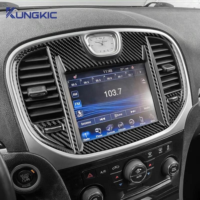 Real Soft Carbon Fiber For Chrysler 300 300C 2011 2012 2013 2014 LHD RHD Car Central Control Screen Panel Sticker Accessories