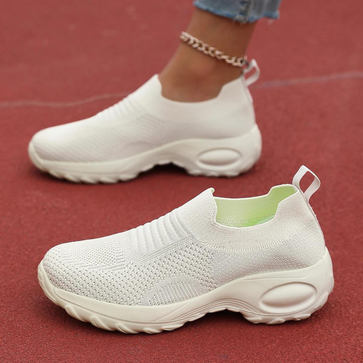 

Fashion Ladies Thick Soled Fashionable Casual Shoes Comfortable Walking Sports Shoes Shallow Slip in Walking Shoes Zapatillas Hombre 36 белый