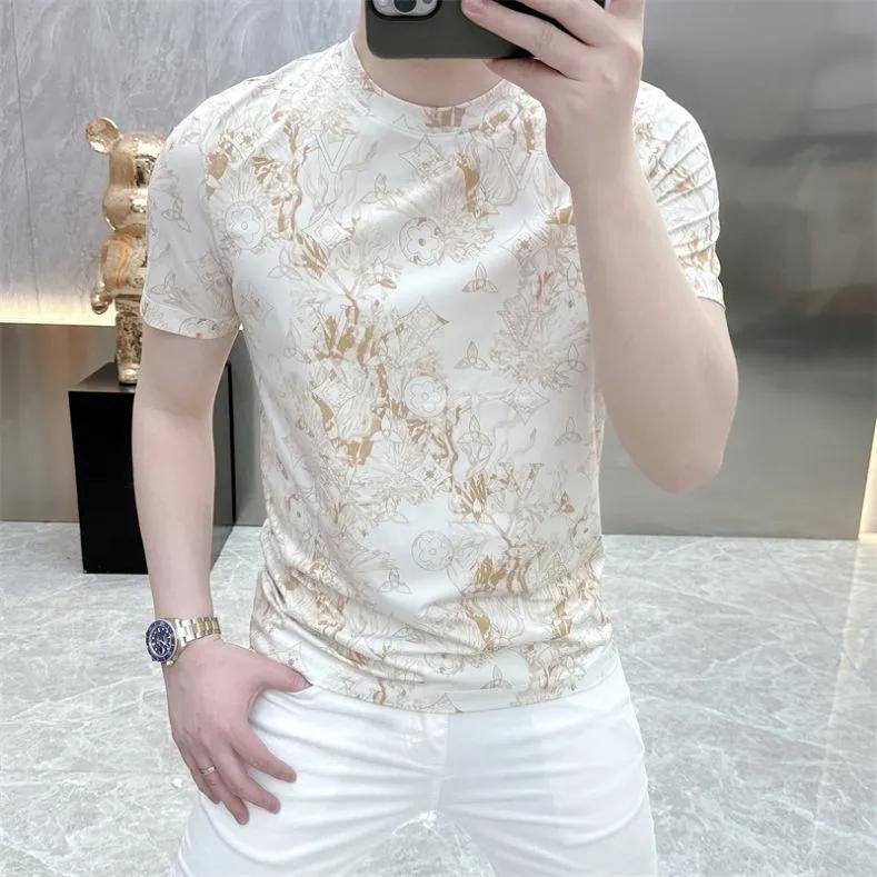 Men's Summer Round Neck Short Sleeve T-Shirt Printed Design Slim Top