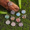 Cross Hollow Life Tree Pendant: Natural Crystal Agate Money Tree Necklace, Natural Stone Round Wishing Tree Pendant.