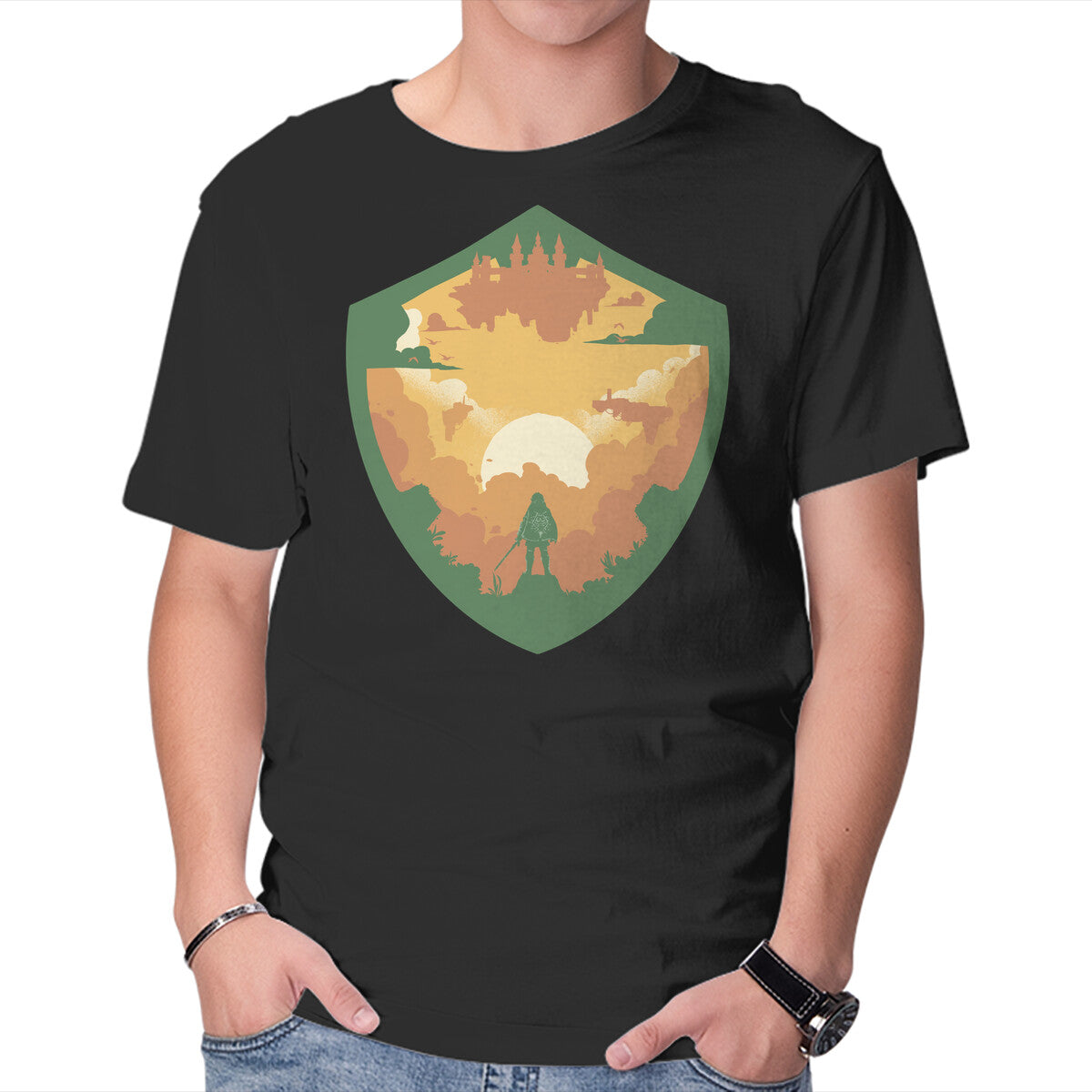 Unisex Crew Neck T-Shirt Hylian Shield Graphic Short Sleeve Casual Tee XL