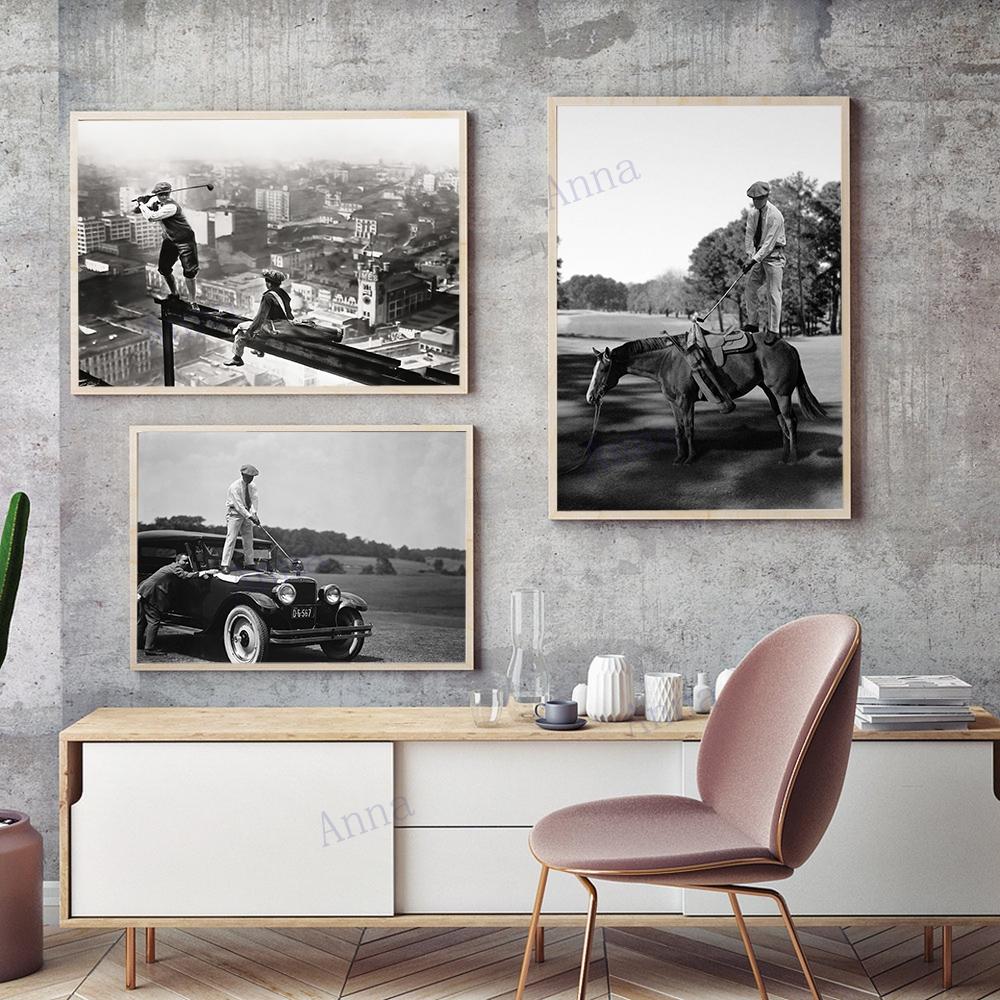 Vintage Golf On A Skyscraper Photography Art Poster and Prints Wall Canvas Painting Sport Art Picture for Living Room Home Decor