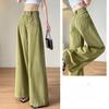 Pantalones vaqueros holgados de pierna ancha para mujer, pantalones largos informales verdes.