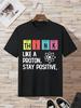 Boys Sciencethemed Stay Positive Like A Proton Tshirt With Atomic Short Sleeve Crew Neck Casual Top For Chemistry Learning