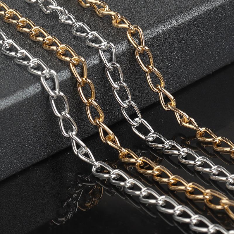 5 mètres/rouleau Couleur Or Argent Chaîne en Aluminium Chaîne Métallique Maillons de Chaîne Pour Fabrication de Bijoux Bracelets DIY Collier Apprêt de Bijoux
