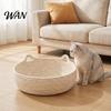 Cat Sleeping Nest Bed Basket Cotton Rope Pet with Ear Design Handwoven for Cats Puppies Rabbits Small Pets Cushion