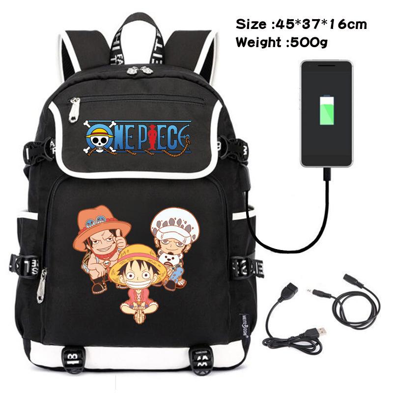 One Piece themed student backpack with fashionable and versatile printed design.