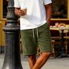 Men Corduroy Shorts Elastic Waist Drawstring Embroidered Casual Relaxed Fit Classic Style 1979 Design