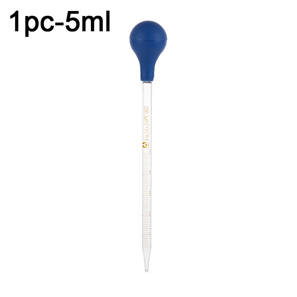 

Multi-function Test Tubes Lab Supplies Graduated Pipettes Liquid Transfer Glass Dropper Rubber Head 1pc-5ml