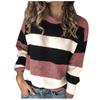 Fashion Women  Long Sleeve Striped Print Casual Knitted Loose Sweater Top