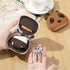 Leather compact key bag New panda bluetooth headset protective case First layer cowhide waist hanging universal key bag