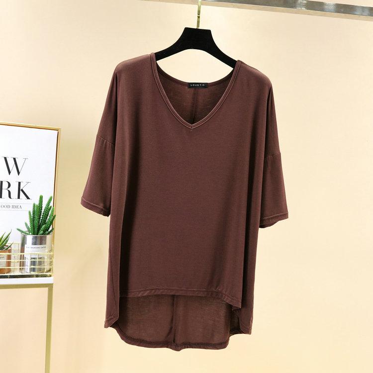 Einfarbig Basic Kurzarm Damen T-Shirt Sommer Casual V-Ausschnitt Lose T-Shirt Damen All Match Baumwolle Dünne T-Shirts