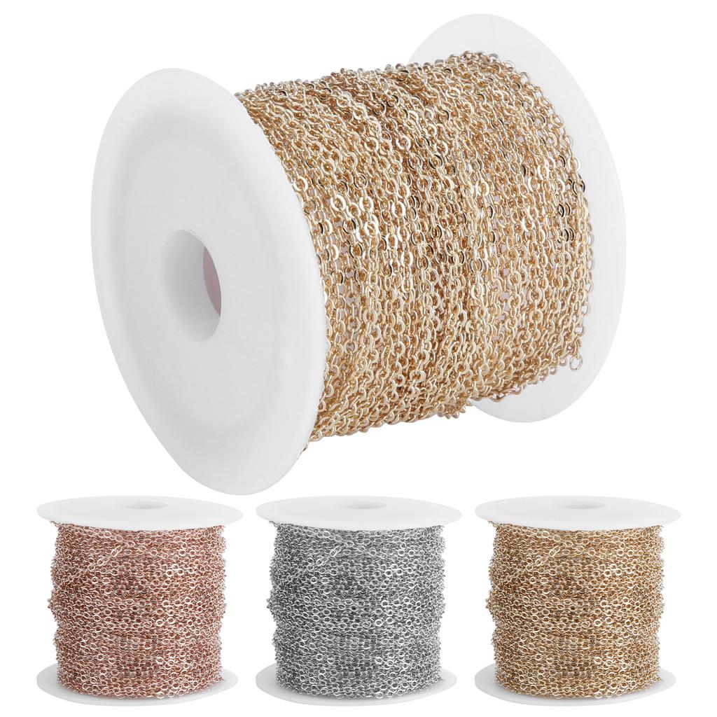 DIY Schmuckzubehör 10 Meter Kreuz O Flachkette Spule Großpackung für Armband Halskette Verlängerung