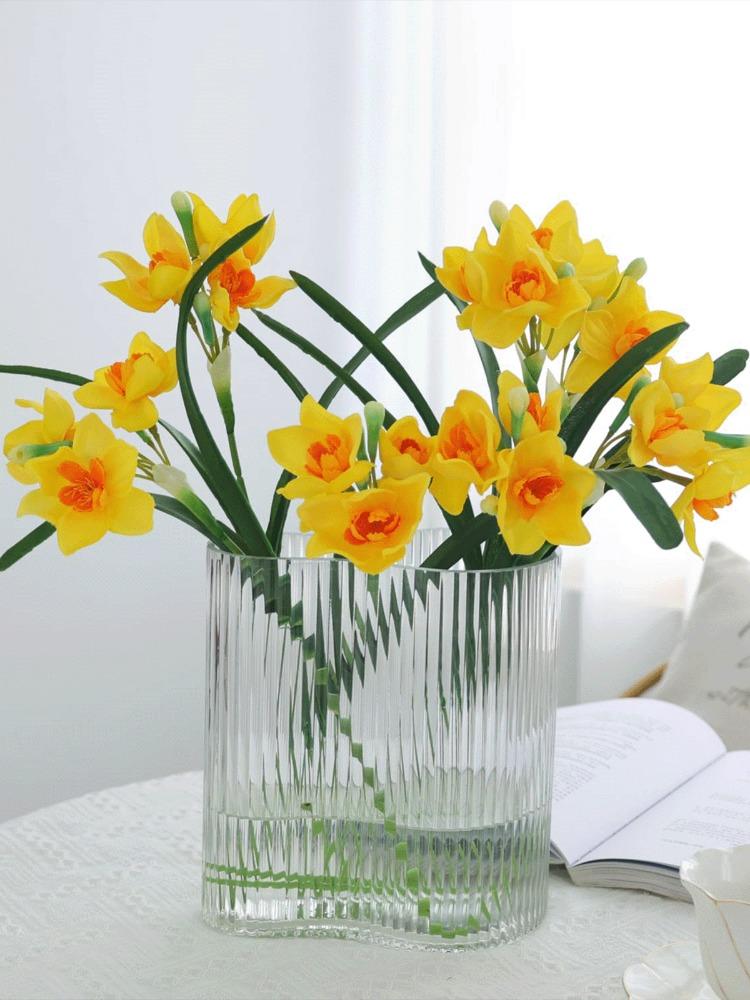 10 Pcs Artificial Daffodils Flower Bouquets Silk Fake Flower for Home Party Office Garden Indoor and Outdoor Wedding Decor DIY Flower Arrangements