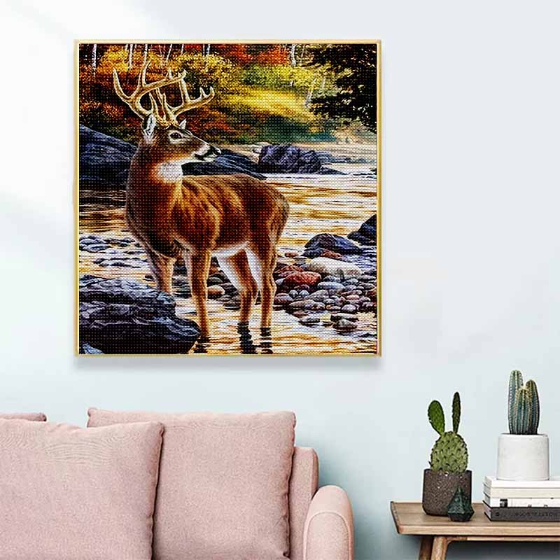 New Arrival 5D DIY Full Circle Diamond Painting "Elk" Embroidery Cross Stitch Home Decor Gift