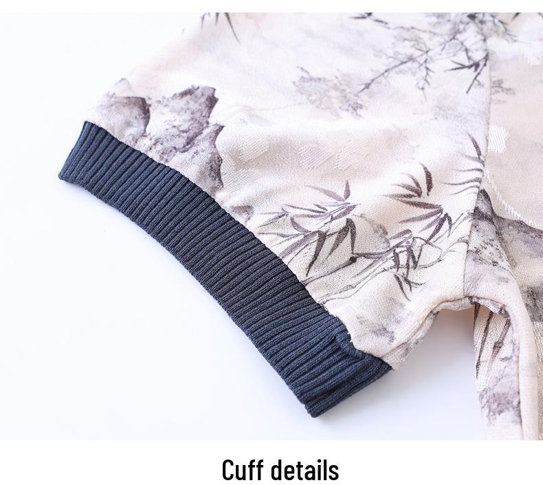 2026 New Chinese Style Ice Silk V-Neck Short-Sleeve Top for Mothers - Elegant Summer Shirt for Middle-Aged and Elderly Women