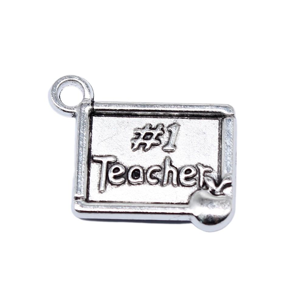 

10шт #1 Подвески «Учитель» Подвески античное серебро Цвет цинкового сплава 15X19мм