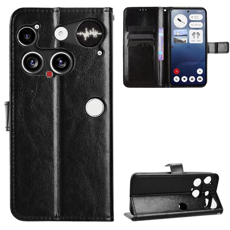 

Plain Leather Flip Case For Nothing Phone (3) Protective Cover Wallet Card Slot Kickstand Shell Fundas Capa Nothing Phone (3)