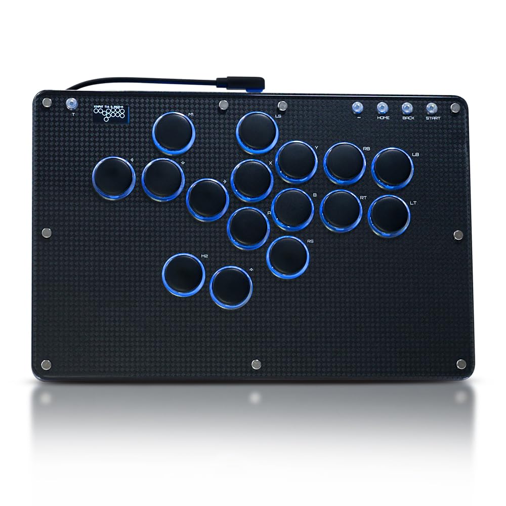 Haute42 Arcade Stick Leverless Controller Quiet Buttons Large Buttons Leverless Arcade Stick Thickness Wide Tabletop For Fighting Games For PC Switch