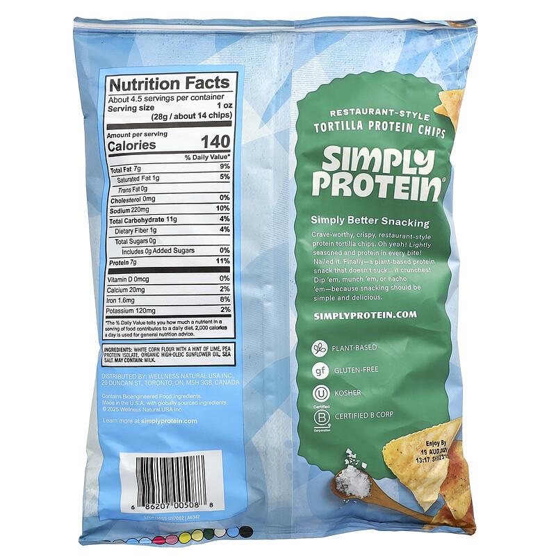 Restaurant-Style Tortilla Protein Chips, Sea Salt, 4.58 oz (130 g)
