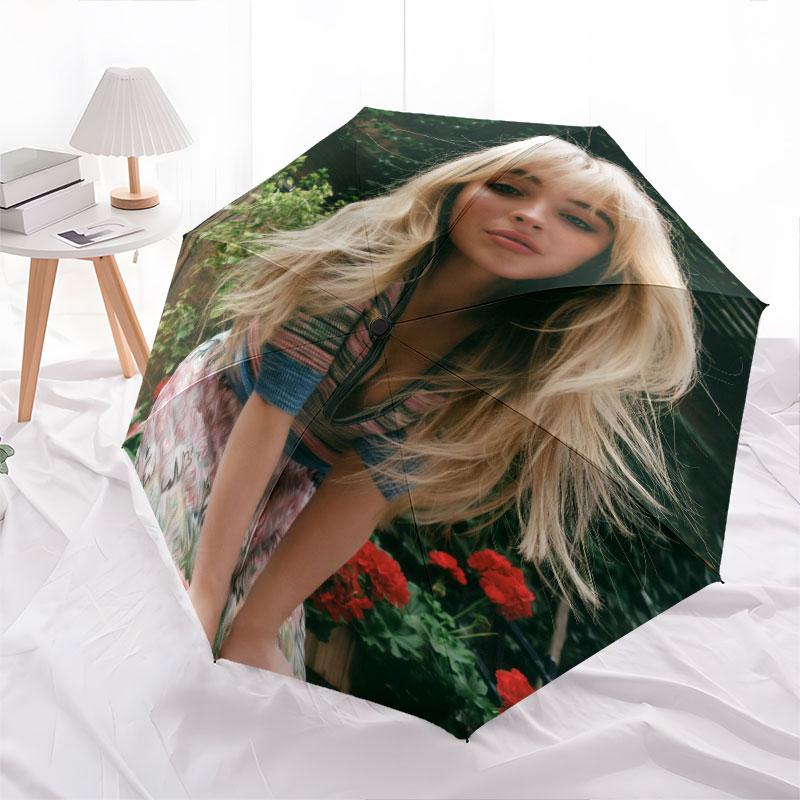 Sabrina Carpenter pattern, automatic folding umbrella, portable and foldable design, 8 ribs, a Christmas or birthday gift.