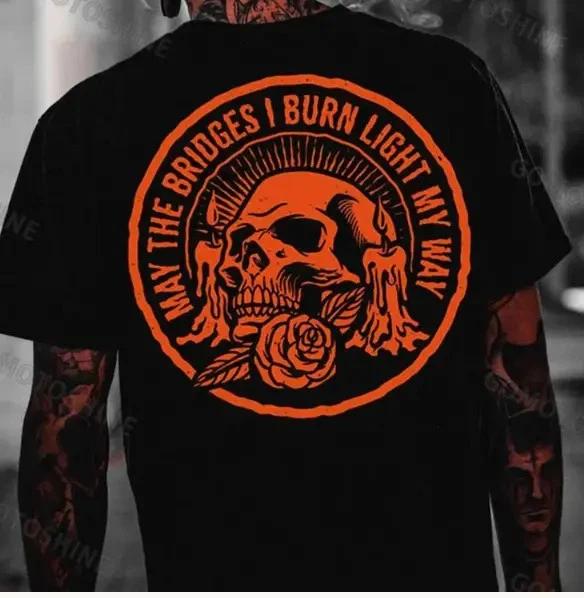 May The Bridges I Burn T- Shirt Sarcastic Skeleton Graphic Tee M