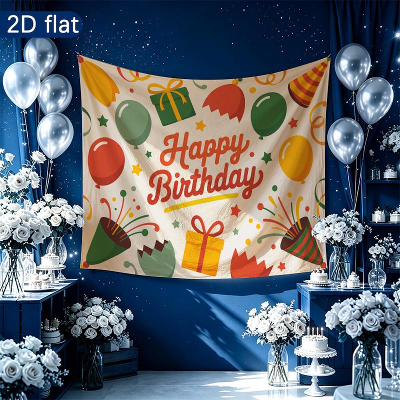 Gifts Polyester Fabric Birthday Party Backdrop, Polyester Banner for Wall Decor & Photo Booth