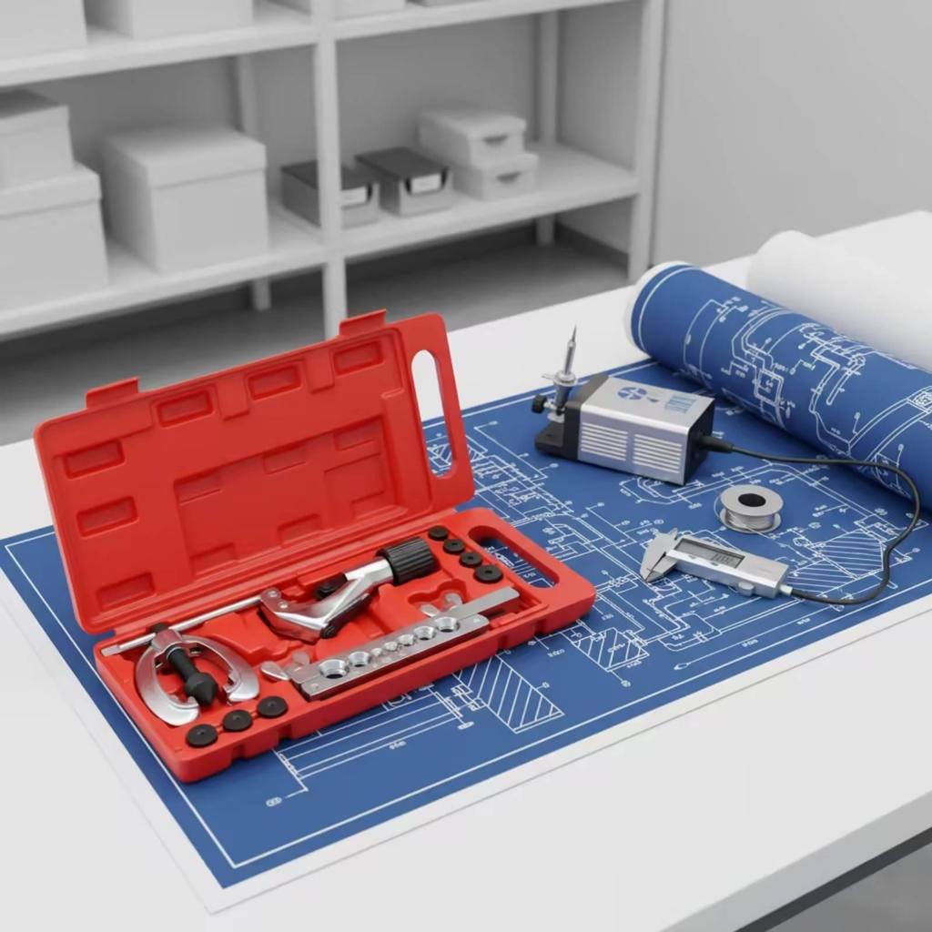 10 Pieces Copper Pipe Flaring Tool Set Manual Tube Kit with Cutter Complete Hand Tools for