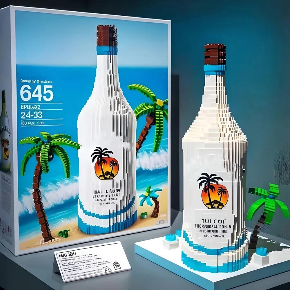 Kreativní stavebnice láhve na whisky bez krabice, 3D puzzle DIY modely pro dospělé, dekorace do domácího baru, k dispozici 10 stylů