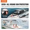 4 Bow Bimini Top Boat Cover, Detachable Mesh Sidewalls, 600D Polyester Canopy with 1" Aluminum Alloy Frame, Includes Storage Boot, 2 Support Poles, 2