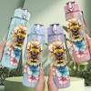 1PC Honey Bee Soft Floral Pastel Art Design 750ml Color Plastic Sports Water Bottle Leakproof Flip Straw Lid Suitable for Sports Office Home Use