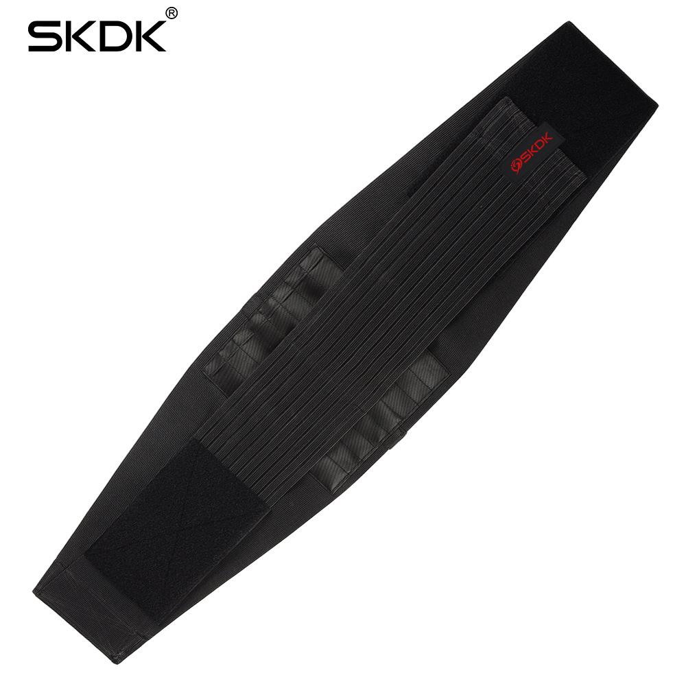 

SKDK Профессиональный спортивный пояс с 8 защитными поддерживающими полосками для спины и талии, фитнес-приседаний, тяжелой атлетики и жесткого ремня S 58CM-80CM чёрный