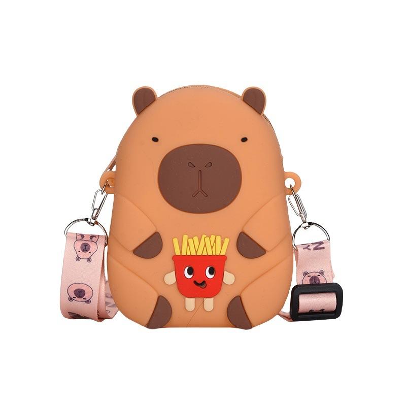 

Cute kapibara silicone bag cute girl children diagonal span change bag cartoon capybara mobile phone bag